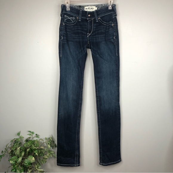 Ariat Jeans Size 25 Long 25L R.E.A.L Denim Ocean Real Straight Icon Jeans - Picture 4 of 8